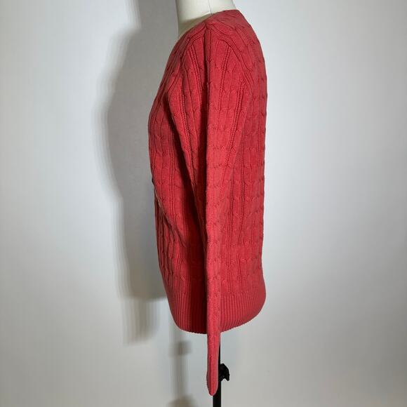 NWOT St. John's Bay Coral Cable Knit Crewneck Sweater Womens Size Large L Preppy - Picture 5 of 10